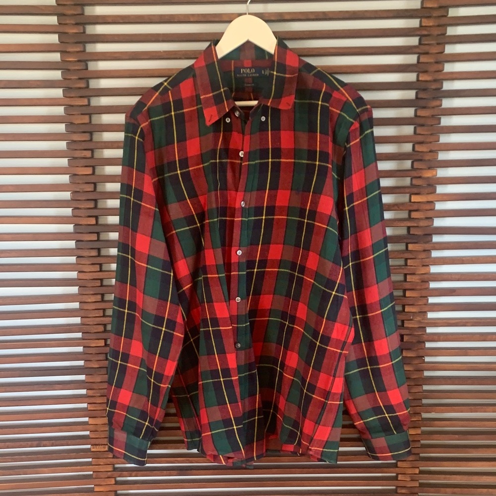 Polo by Ralph Lauren Red, Green & Yellow Plaid Button-Down Shirt